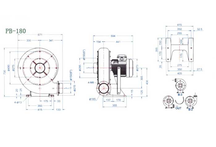 PB-180,5.5kw透浦式鼓風(fēng)機